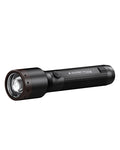 Black coloured Led Lenser P6R Core Rechargeable Torch on white background #colour_black