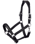 Black coloured LeMieux Anatomic Headcollar on white background #colour_black