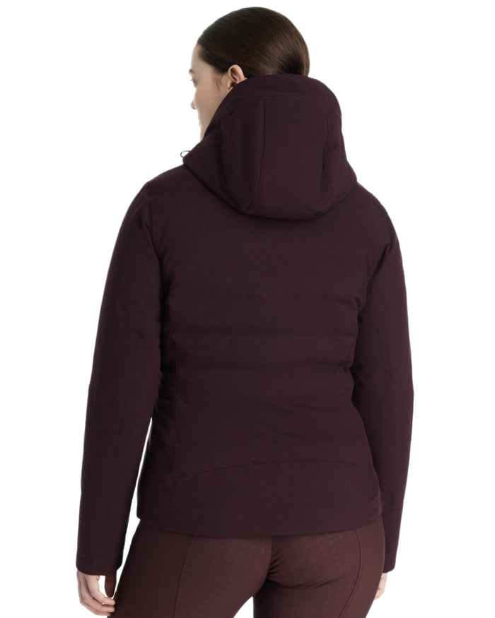 Damson coloured LeMieux Brooke Waterproof Hybrid Jacket on white background #colour_damson