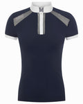 Navy coloured LeMieux Camille Short Sleeve Show Shirt on white background #colour_navy