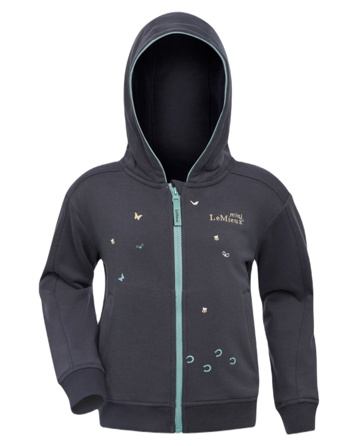 Dusk Blue coloured LeMieux Childrens Mini Charlie Zip Through Hoodie on white background #colour_dusk-blue