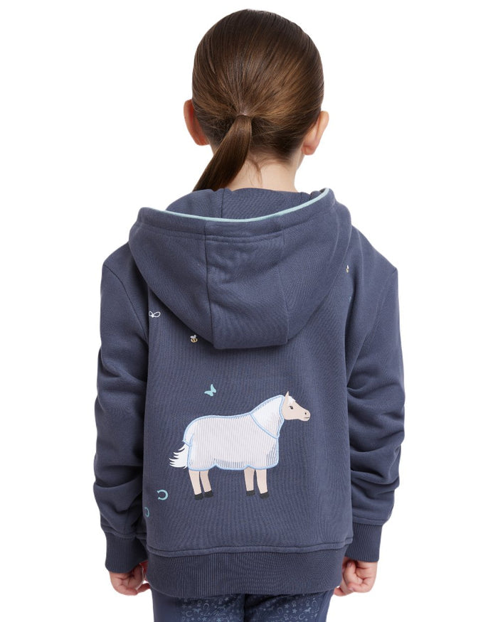 Dusk Blue coloured LeMieux Childrens Mini Charlie Zip Through Hoodie on white background #colour_dusk-blue