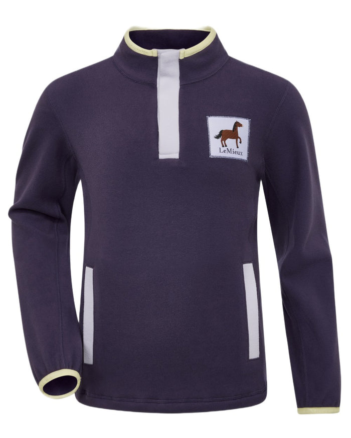 Juniper coloured LeMieux Childrens Mini Mae Popper Fleece on white background #colour_juniper