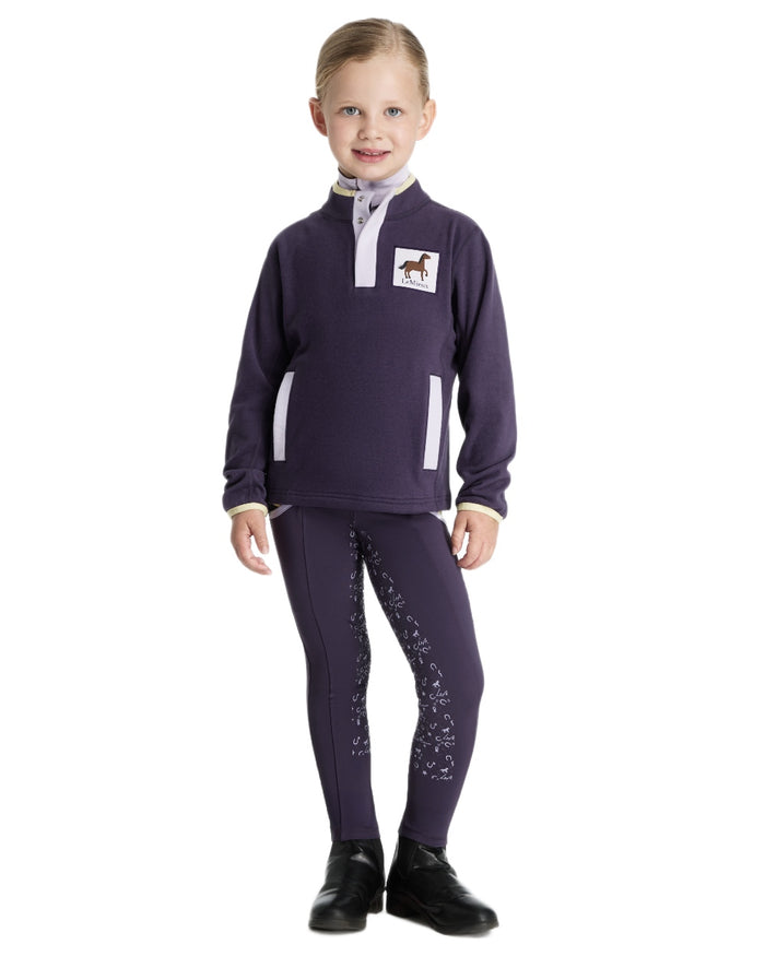 Juniper coloured LeMieux Childrens Mini Mae Popper Fleece on white background #colour_juniper