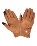 Tan coloured LeMieux Classic Leather Riding Gloves on white background #colour_tan