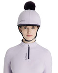 Lilac coloured LeMieux Pom Hat Silk on white background #colour_lilac