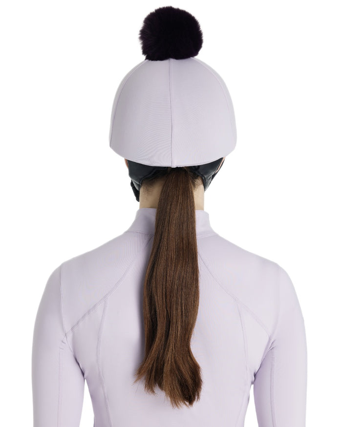 Lilac coloured LeMieux Pom Hat Silk on white background #colour_lilac