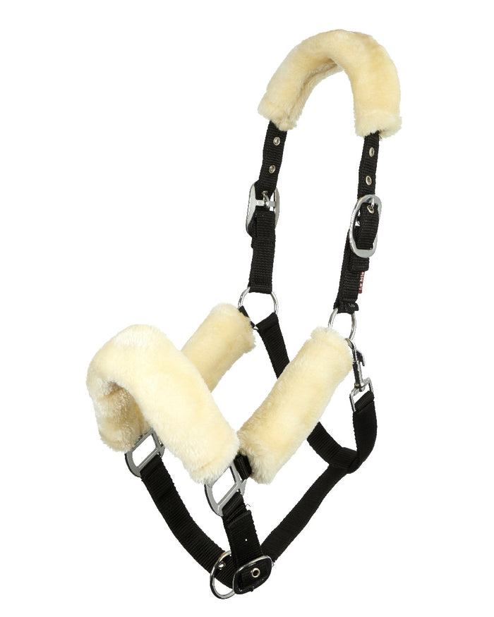 Natural coloured LeMieux Comfort Headcollar on white background #colour_natural