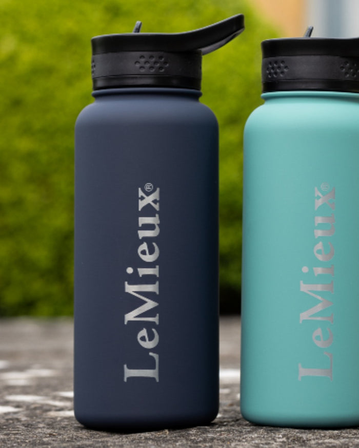 Navy coloured LeMieux Drinking Bottle on outdoor background #colour_navy