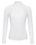 White coloured LeMieux Emily Long Sleeve Show Shirt on white background #colour_white