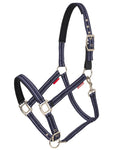 Navy coloured LeMieux Essential Yard Headcollar on white background #colour_navy