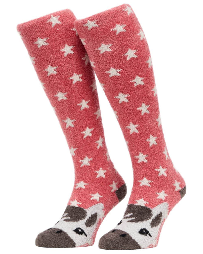 Andalusian Cranberry LeMieux Fluffy Character Socks on white background #colour_andalusian-cranberry
