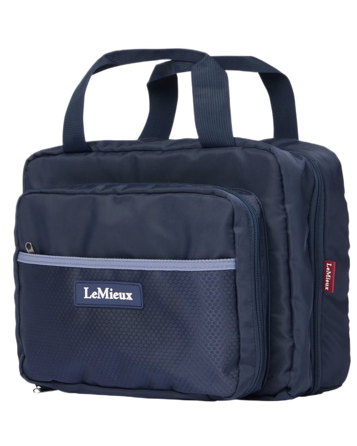 Navy coloured LeMieux Fold Down Pocket Organiser on white background #colour_navy