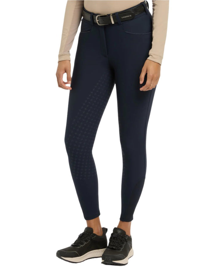 Navy Coloured LeMieux Isabelle Full Seat Breeches On A White Background #colour_navy