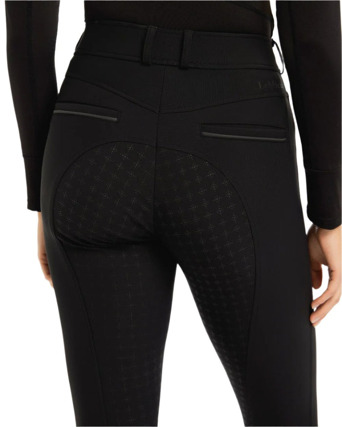 Black Coloured LeMieux Isabelle Full Seat Breeches On A White Background #colour_black