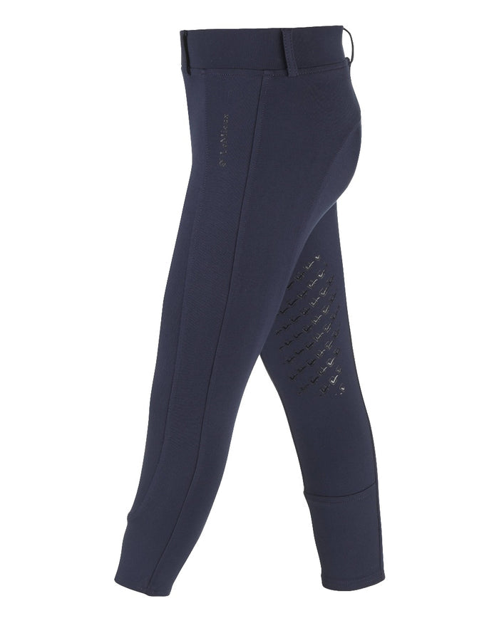 Navy coloured LeMieux Junior Pro Breeches on white background #colour_navy