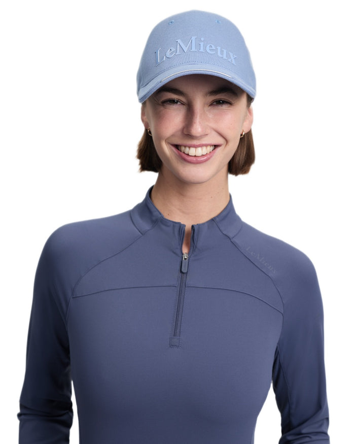 Powder Blue coloured LeMieux Lara Cap on white background #colour_powder-blue
