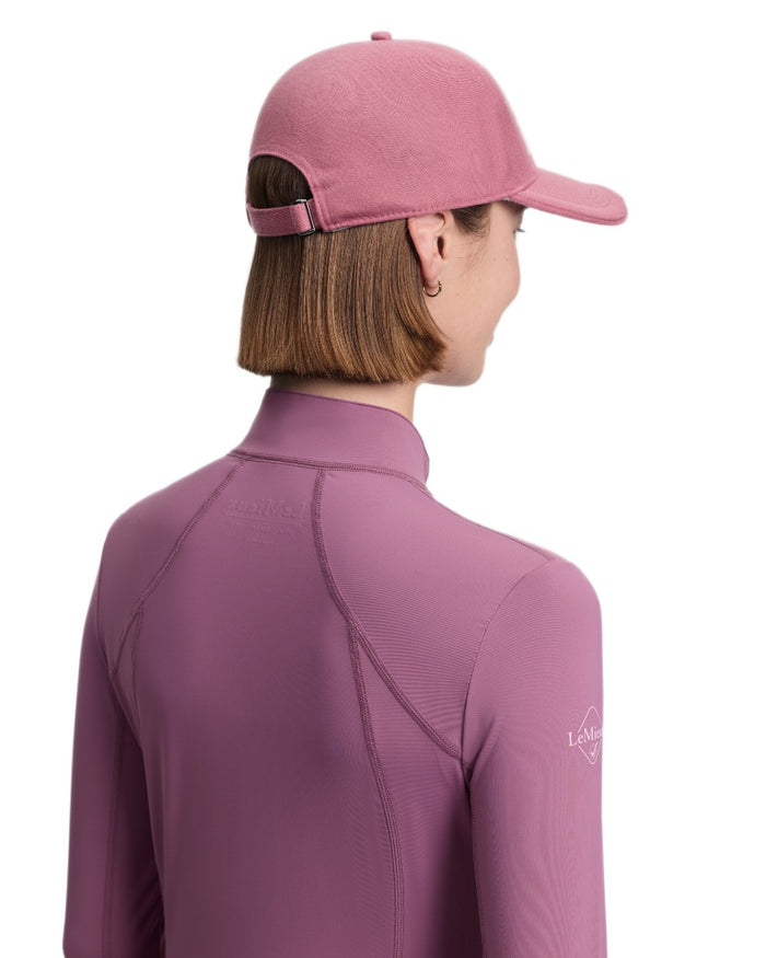 Mallow coloured LeMieux Lara Cap on white background #colour_mallow