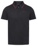 Black coloured LeMieux Mens Performance Polo T-Shirt on white background #colour_black