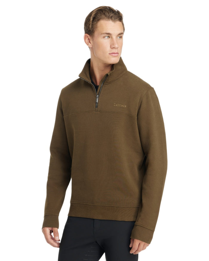 Alpine coloured LeMieux Mens Quarter Neck Sweater on white background #colour_alpine