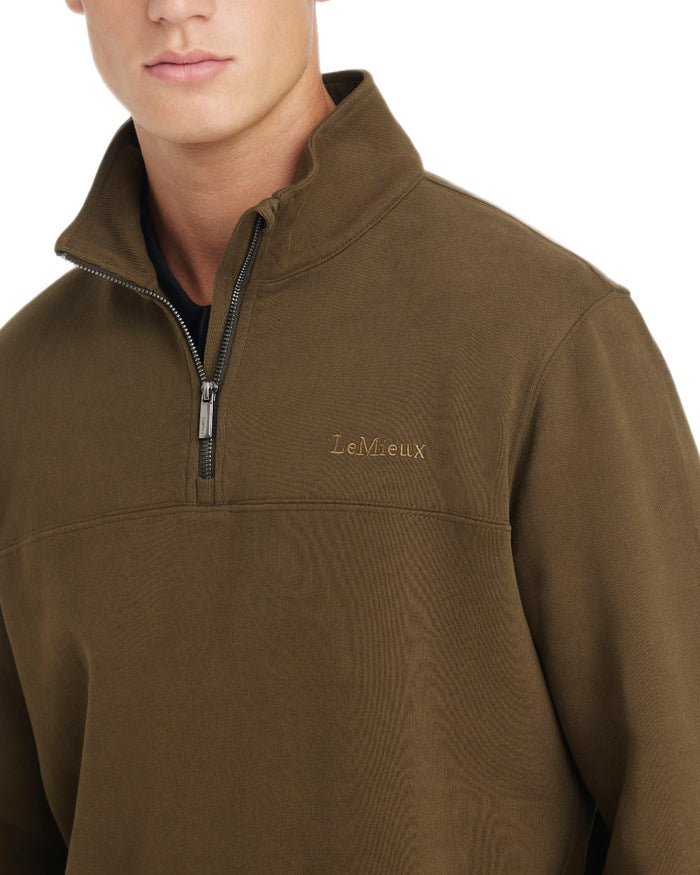 Alpine coloured LeMieux Mens Quarter Neck Sweater on white background #colour_alpine