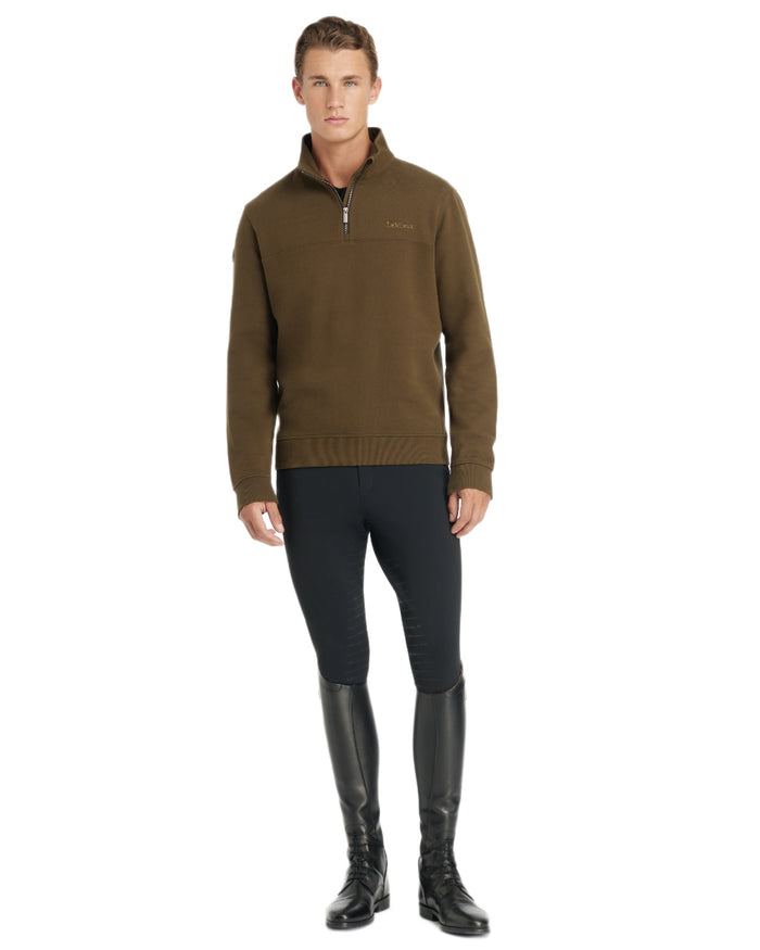 Alpine coloured LeMieux Mens Quarter Neck Sweater on white background #colour_alpine