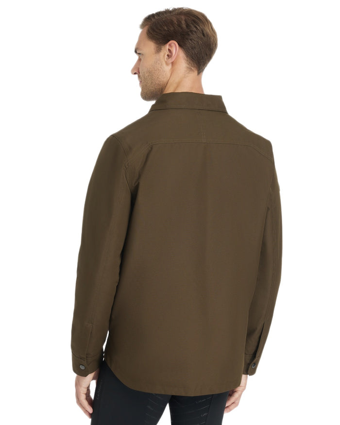 Alpine coloured LeMieux Mens Showerproof Shacket on white background #colour_alpine