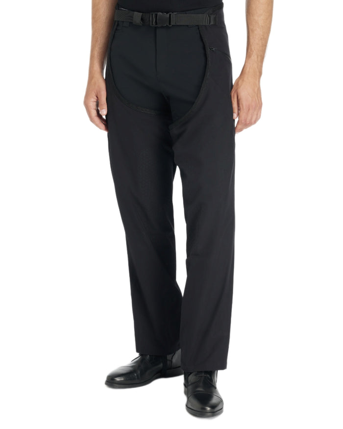 Black coloured LeMieux Mens Stormwear Waterproof Chaps on white background #colour_black