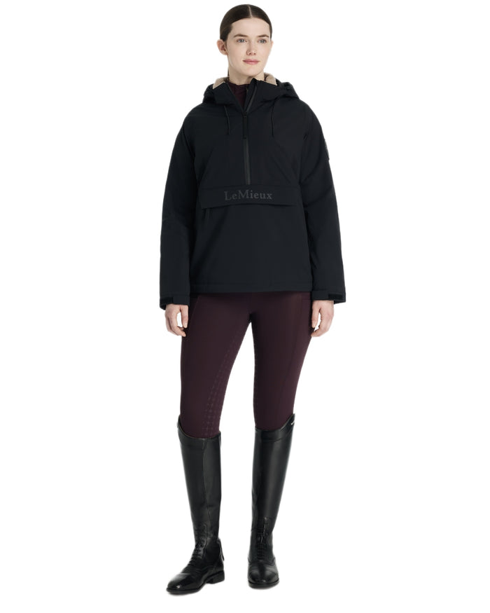 Black coloured LeMieux Phoebe Half Zip Waterproof Anorak on white background #colour_black