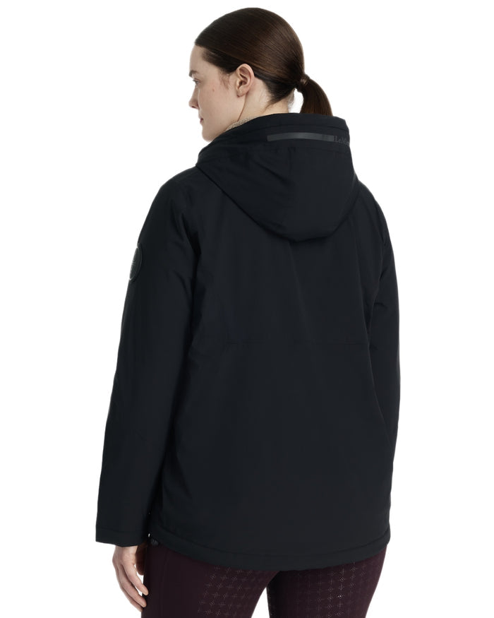 Black coloured LeMieux Phoebe Half Zip Waterproof Anorak on white background #colour_black