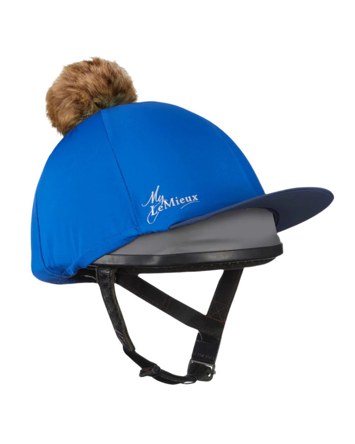 Benetton Blue Coloured LeMieux Pom Hat Silk On A White Background #colour_benetton-blue