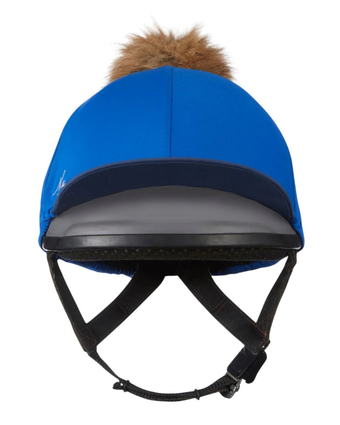 Benetton Blue Coloured LeMieux Pom Hat Silk On A White Background #colour_benetton-blue