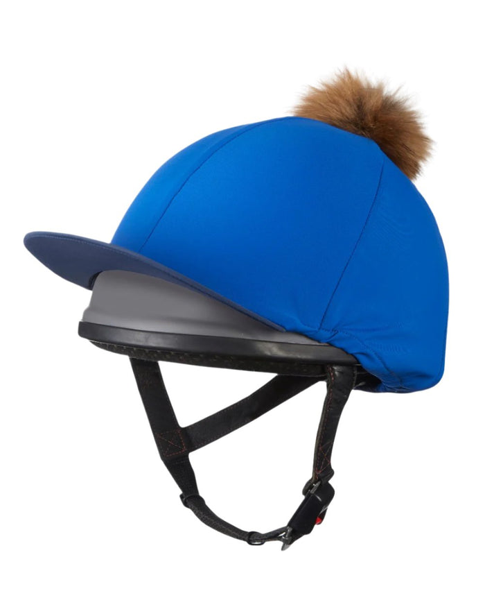 Benetton Blue Coloured LeMieux Pom Hat Silk On A White Background #colour_benetton-blue