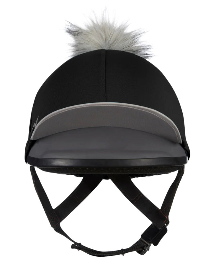 Black Coloured LeMieux Pom Hat Silk On A White Background #colour_black