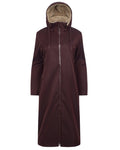 Damson coloured LeMieux Womens All Elements Robe Coat on white background #colour_damson