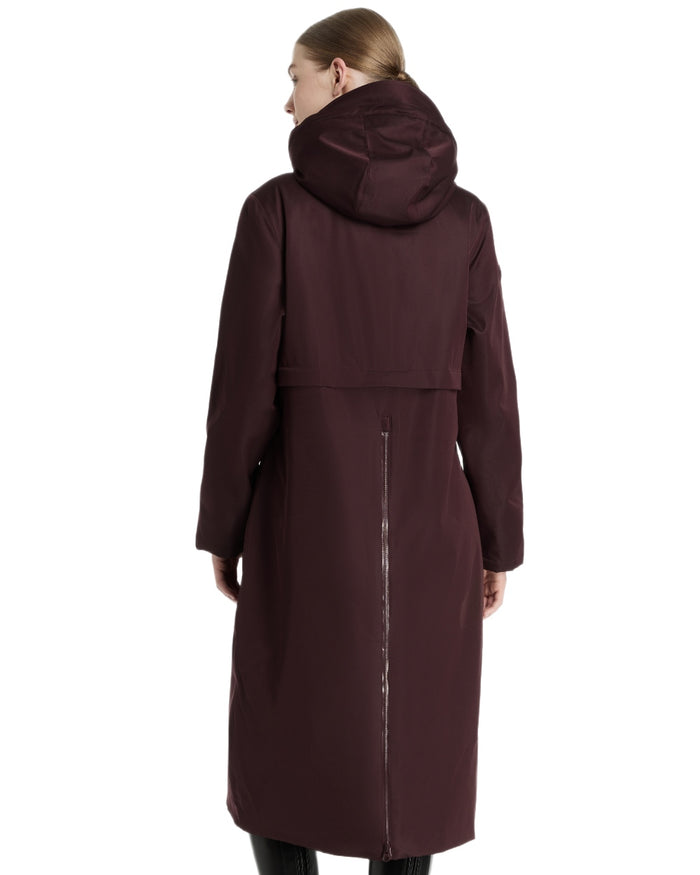 Damson coloured LeMieux Womens All Elements Robe Coat on white background #colour_damson