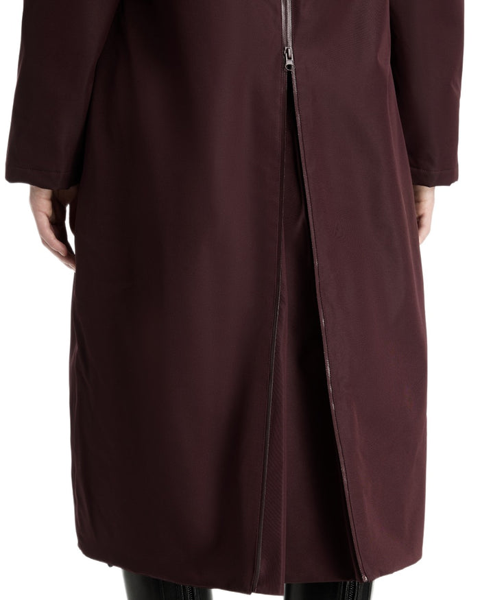 Damson coloured LeMieux Womens All Elements Robe Coat on white background #colour_damson