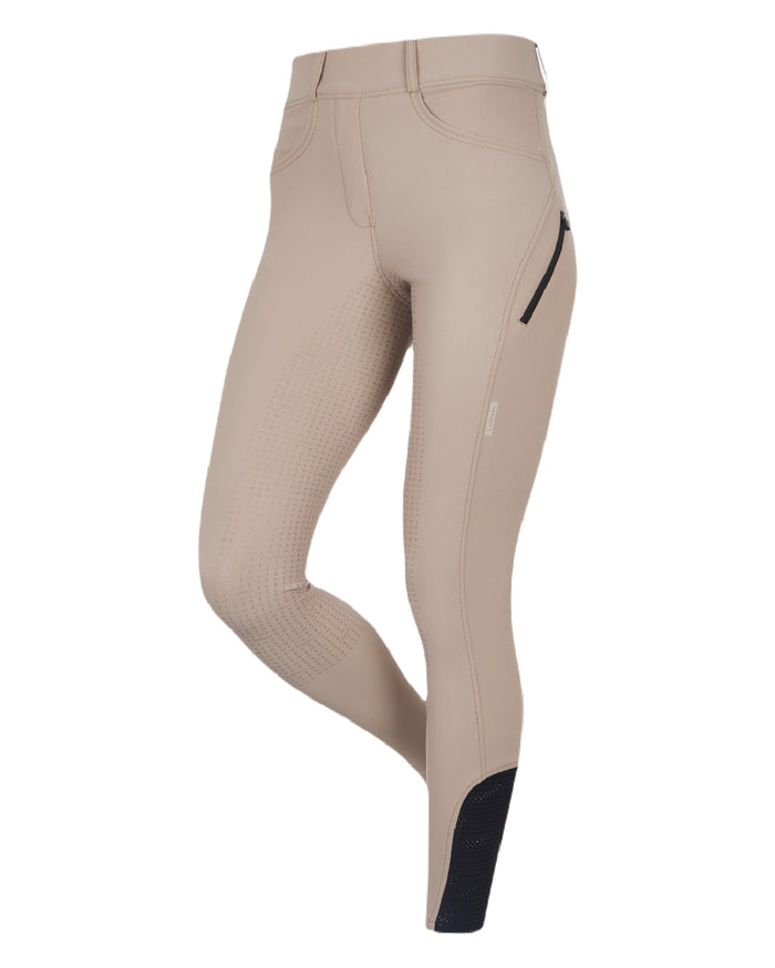 Pecan coloured LeMieux Womens Amy Breggings on white background #colour_pecan
