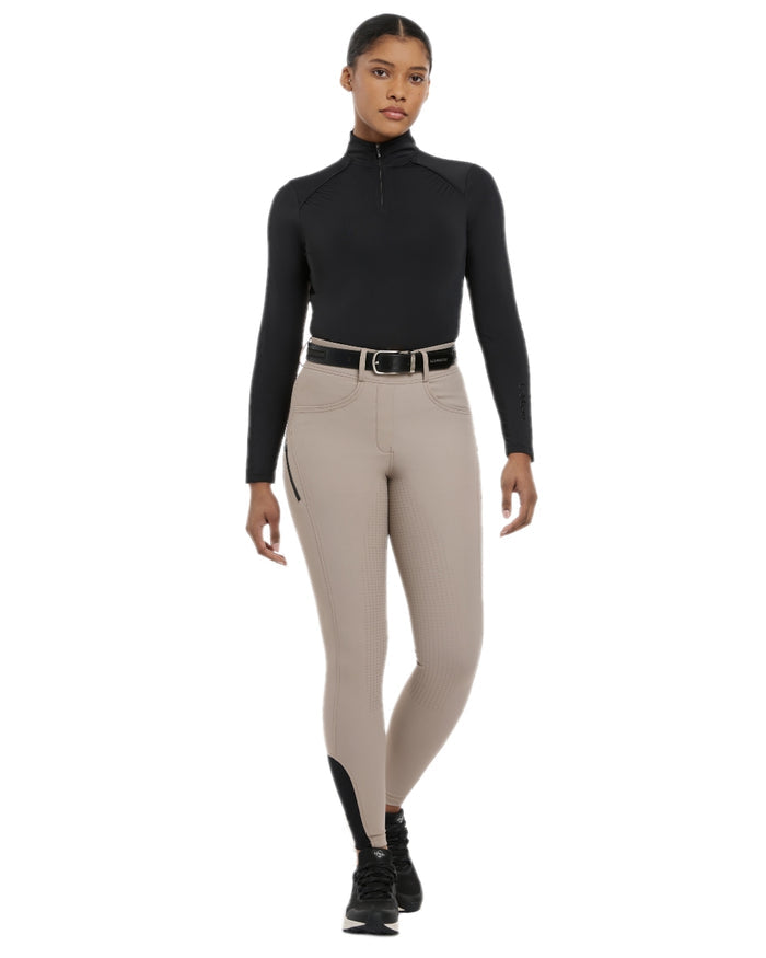 Pecan coloured LeMieux Womens Amy Breggings on white background #colour_pecan