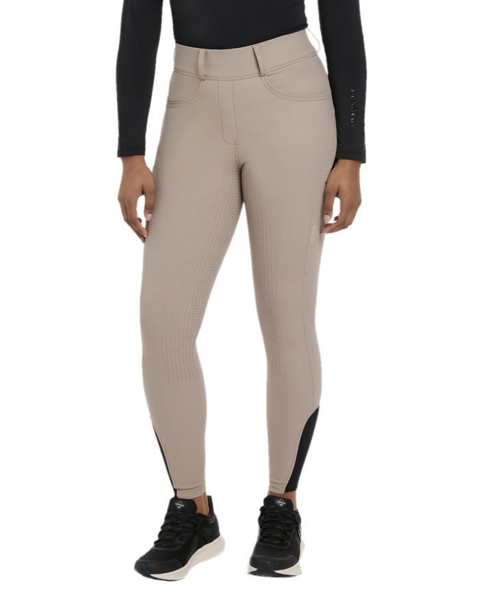 Pecan coloured LeMieux Womens Amy Breggings on white background #colour_pecan