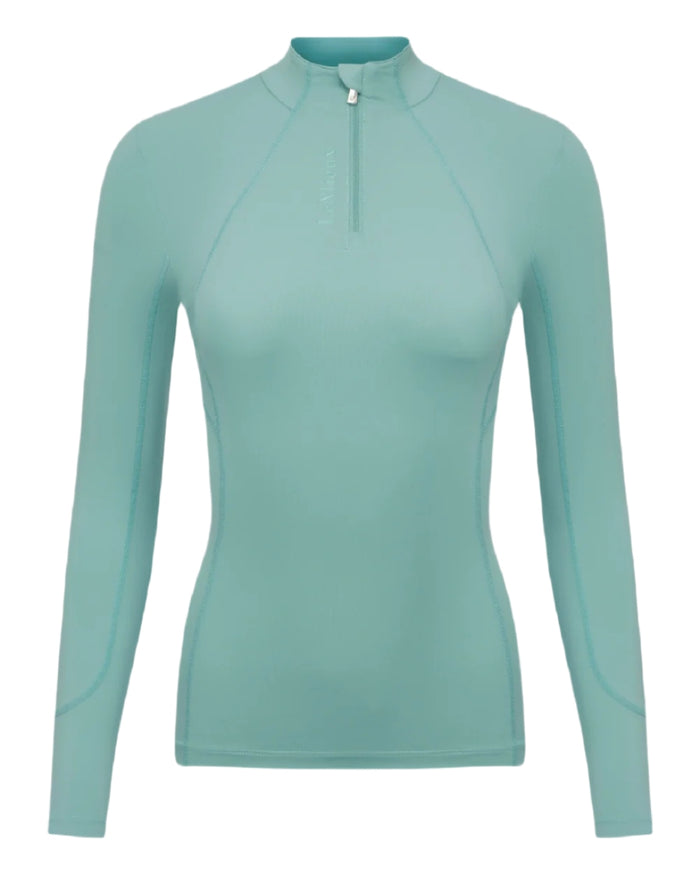 Aqua coloured LeMieux Womens Base Layer on white background #colour_aqua