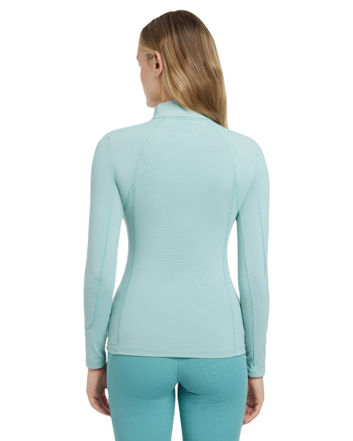 Aqua coloured LeMieux Womens Base Layer on white background #colour_aqua