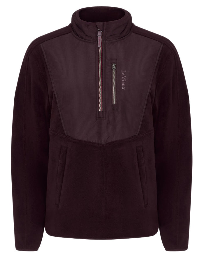 Damson coloured LeMieux Clara Hybrid Fleece on white background #colour_damson