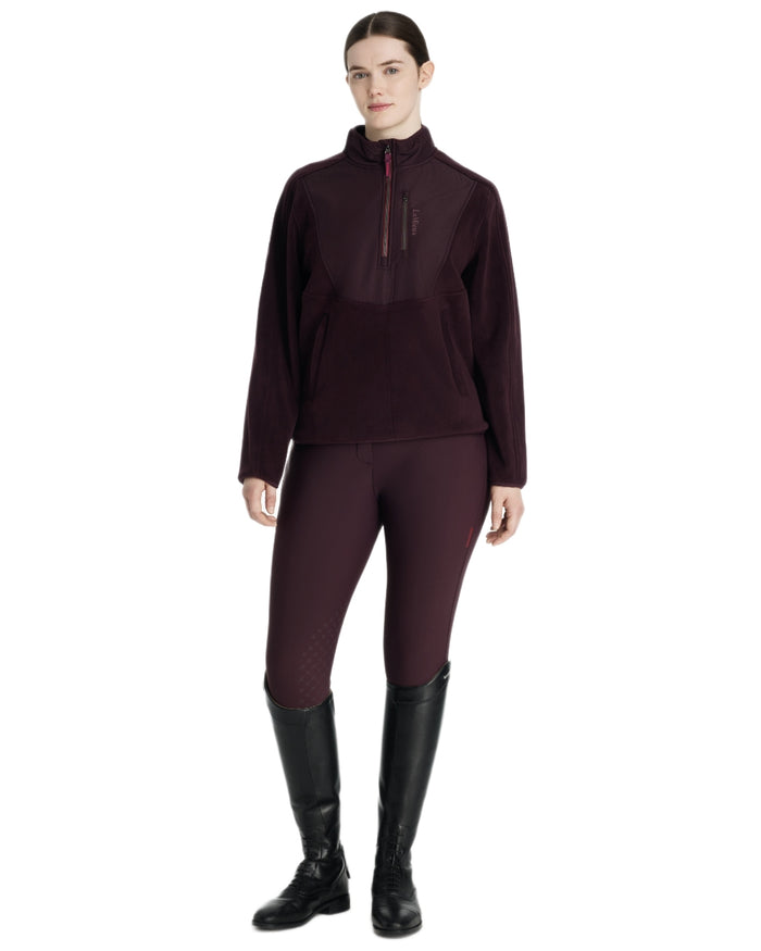 Damson coloured LeMieux Clara Hybrid Fleece on white background #colour_damson