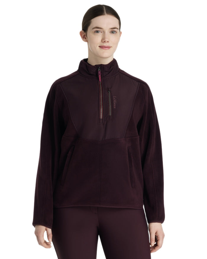 Damson coloured LeMieux Clara Hybrid Fleece on white background #colour_damson