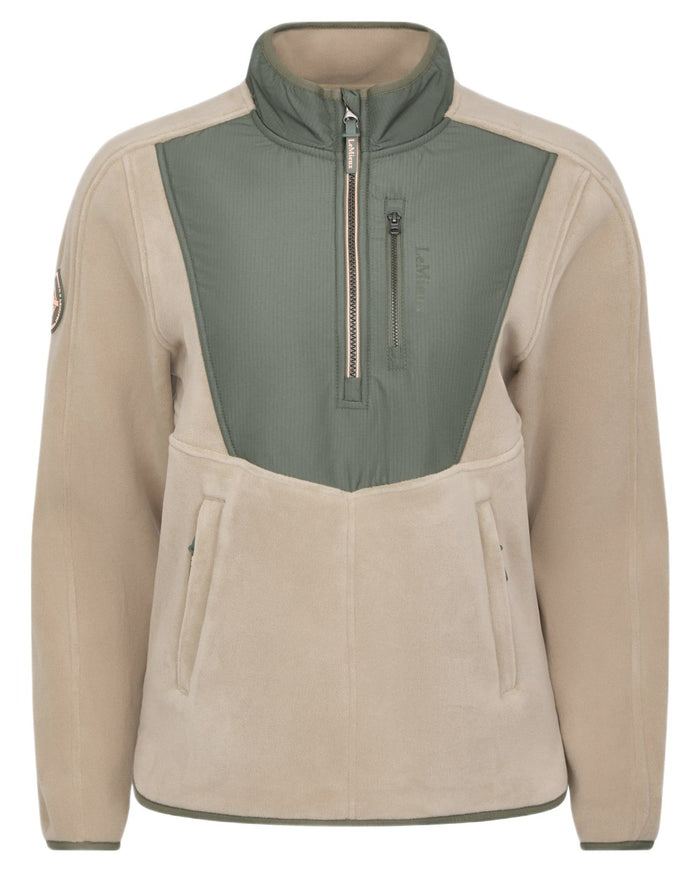 Rosemary coloured LeMieux Clara Hybrid Fleece on white background #colour_rosemary