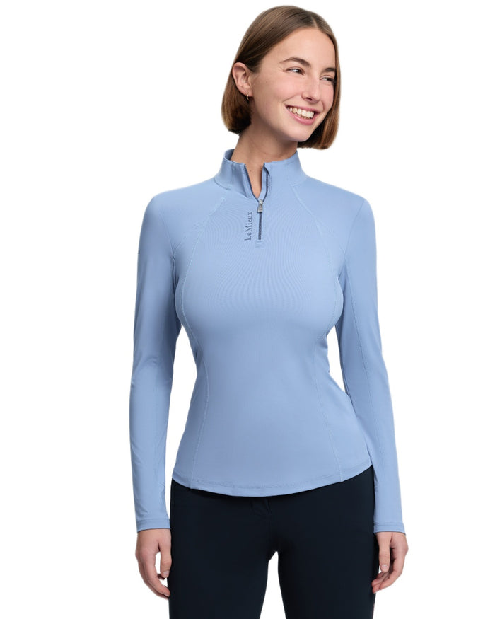 Powder Blue coloured LeMieux Womens Classique Base Layer on white background #colour_powder-blue