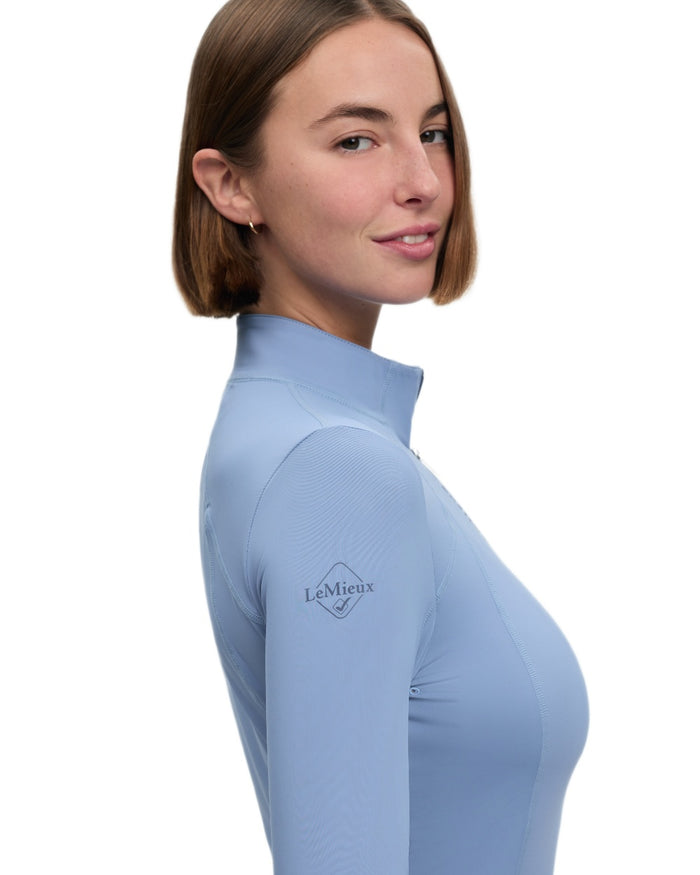 Powder Blue coloured LeMieux Womens Classique Base Layer on white background #colour_powder-blue
