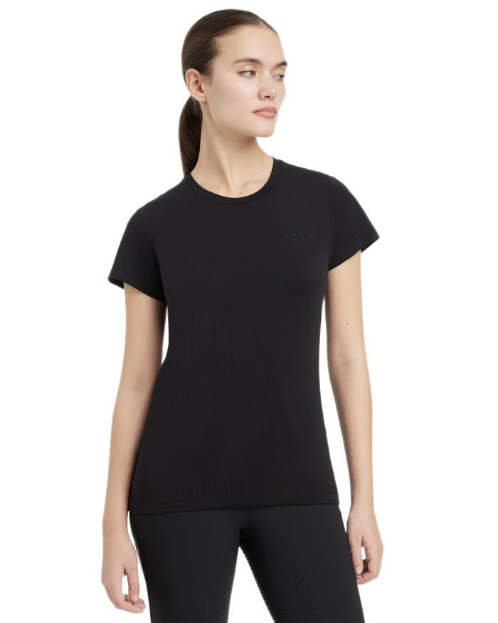 Black coloured LeMieux Womens Classique T-Shirt on white background #colour_black