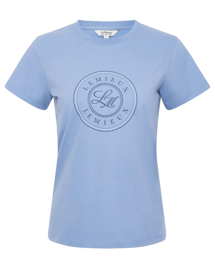 Powder Blue coloured LeMieux Womens Classique T-Shirt on white background #colour_powder-blue